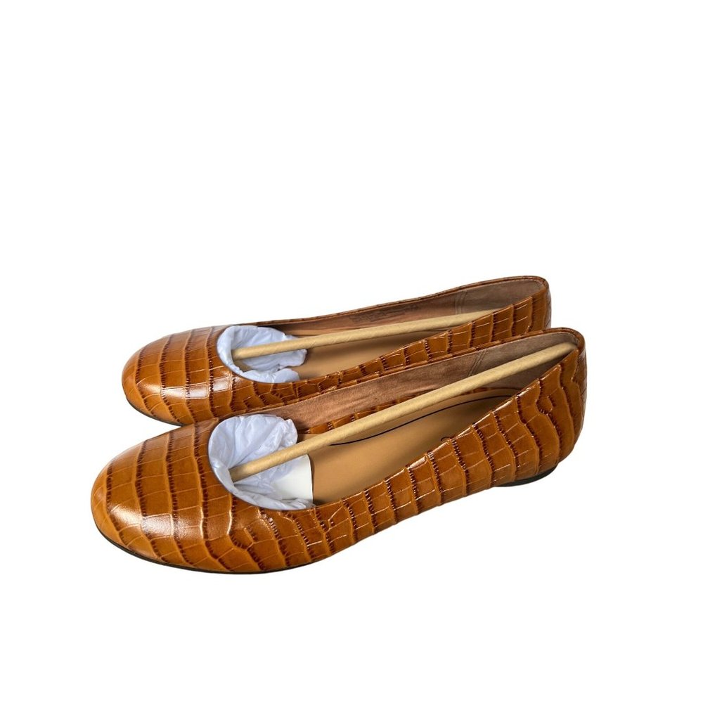 Vionic Brown Croc Embossed Hannah Leather Ballet Flat Brand New 6.5 - Picture 4 of 9